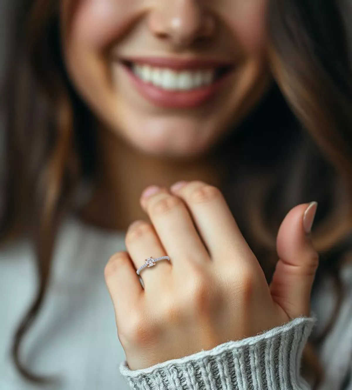 Anillo de compromiso oro bicolor ROSMARY anillo de compromiso rosmary foto modelo mujer IA