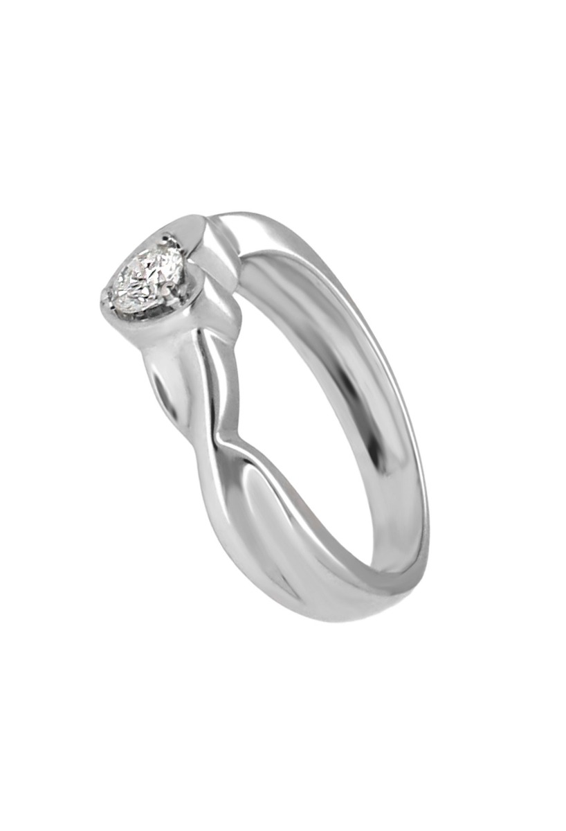 anillo compromiso oro blanco 18k con diamante fotografia lateral