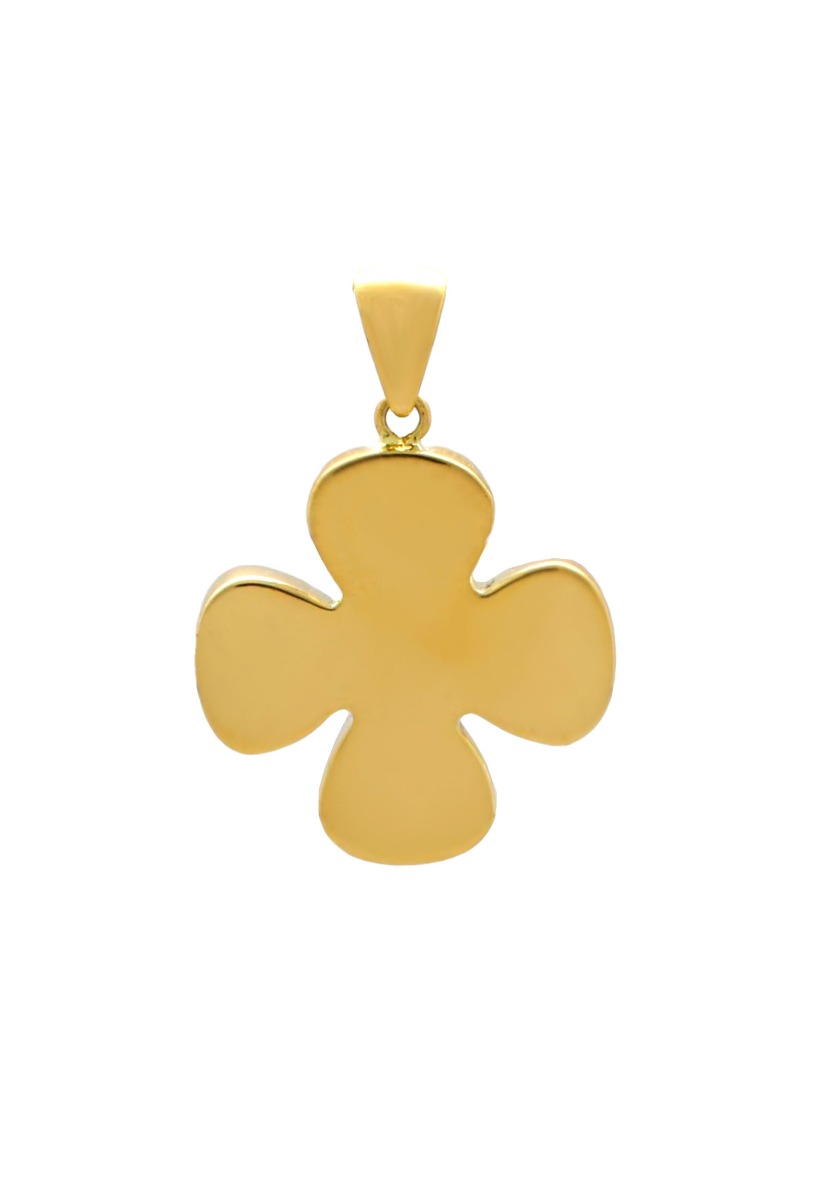 cruz oro amarillo 18 ktes tipo griega modelo trebol fotografia de forma frontal