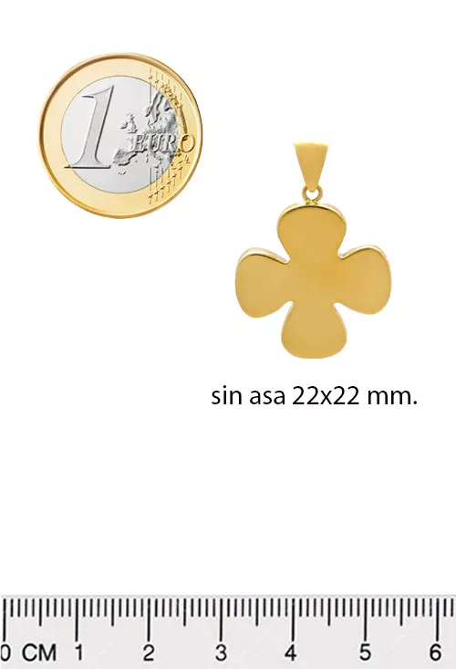 Cruz oro 18 ktes modelo trébol 038_LO-024-23AM07 cruz oro amarillo 18 ktes tipo griega modelo trebol fotografia con medidas