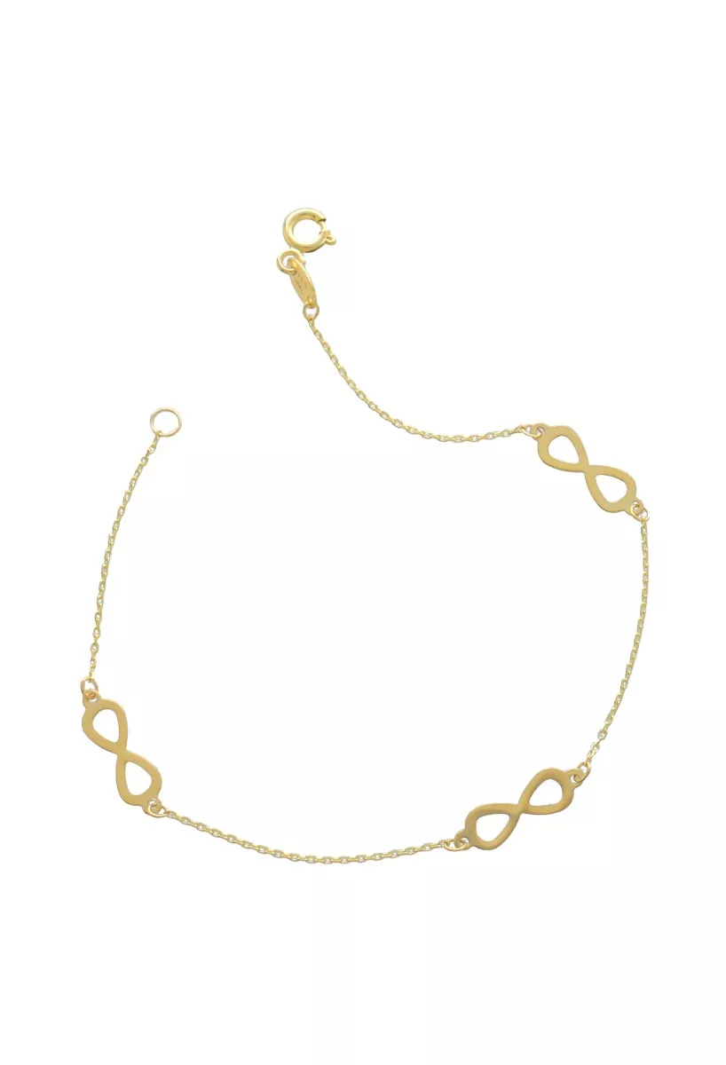 Pulsera oro 18 ktes cadena forzada con entrepiezas de infinito 243_139-02856