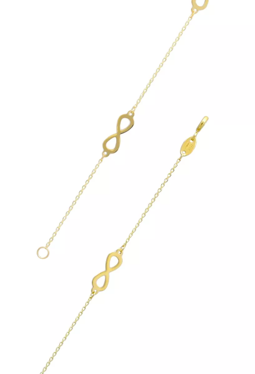 Pulsera oro 18 ktes cadena forzada con entrepiezas de infinito 243_139-02856 pulsera oro amarillo 18 ktes entrepiezas de amor infinito vista detallada