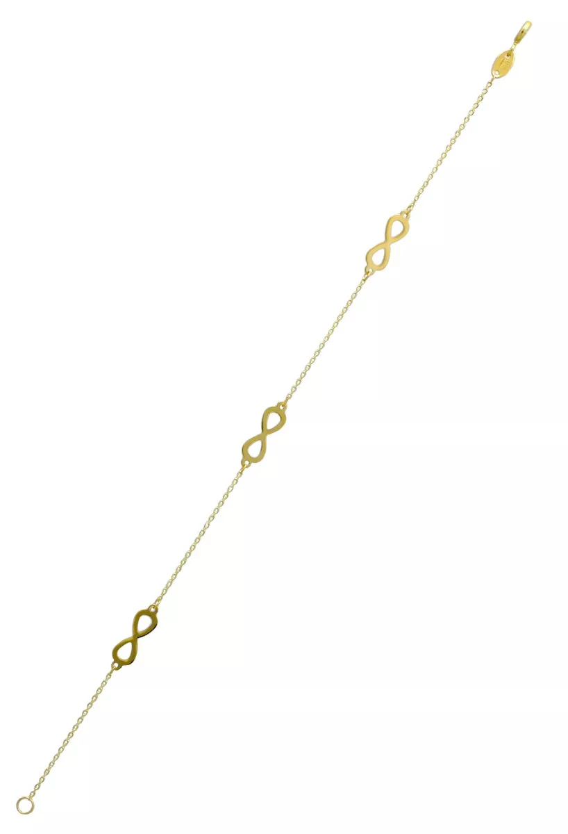 Pulsera oro 18 ktes cadena forzada con entrepiezas de infinito 243_139-02856 pulsera oro amarillo 18 ktes entrepiezas de amor infinito vista extendida