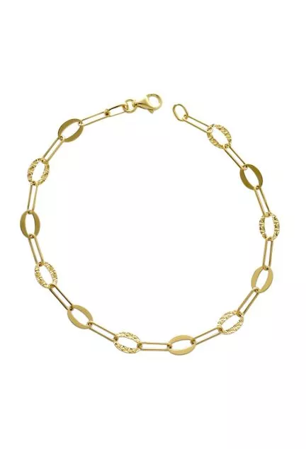 pulsera oro amarillo 18 ktes asas lapidadas y lisas foto cenital