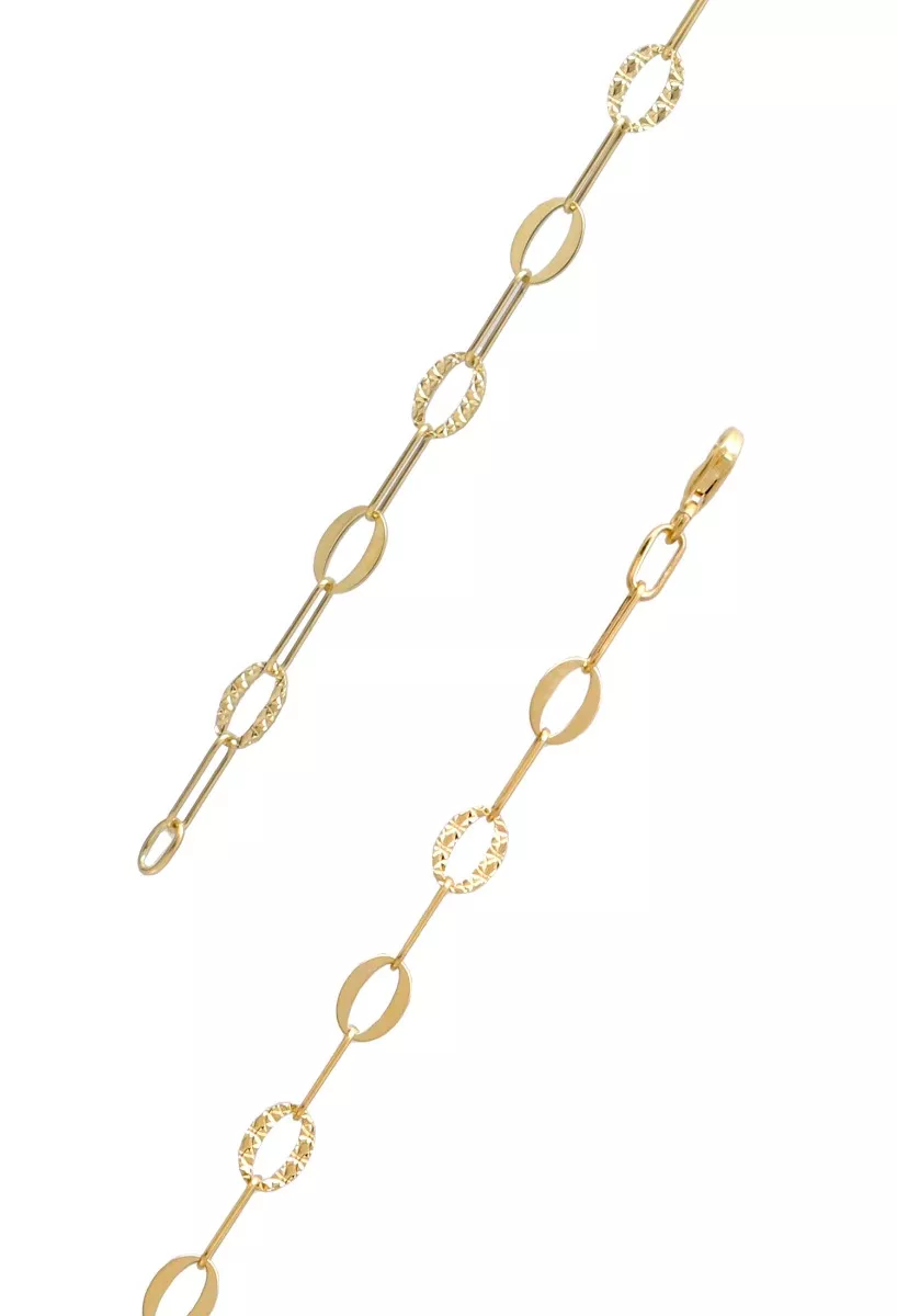 pulsera oro amarillo 18 ktes asas lapidadas y lisas foto detalle cierre