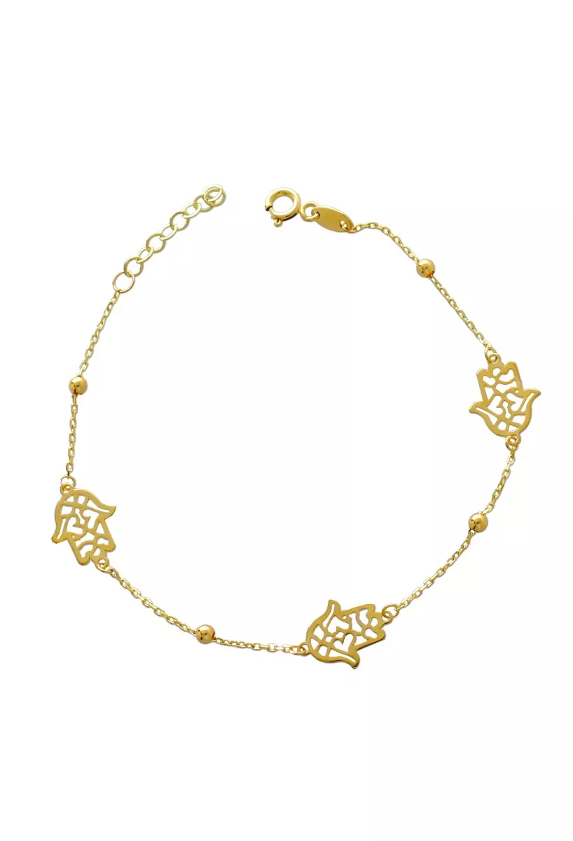 Pulsera oro 18 ktes cadena con entrepiezas Mano de Fátima 243_139-03200 Pulsera oro 18 ktes cadena con entrepiezas Mano de Fátima, la pulsera que te embellece y que te protege, el regalo perfecto, cadena forzada con entrepiezas y cierre de seguridad foto principal