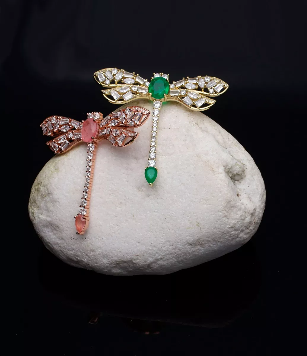 Broche de plata para solapa libelula 252_BP2639-ROJ-RS broches de plata modelo libelulas