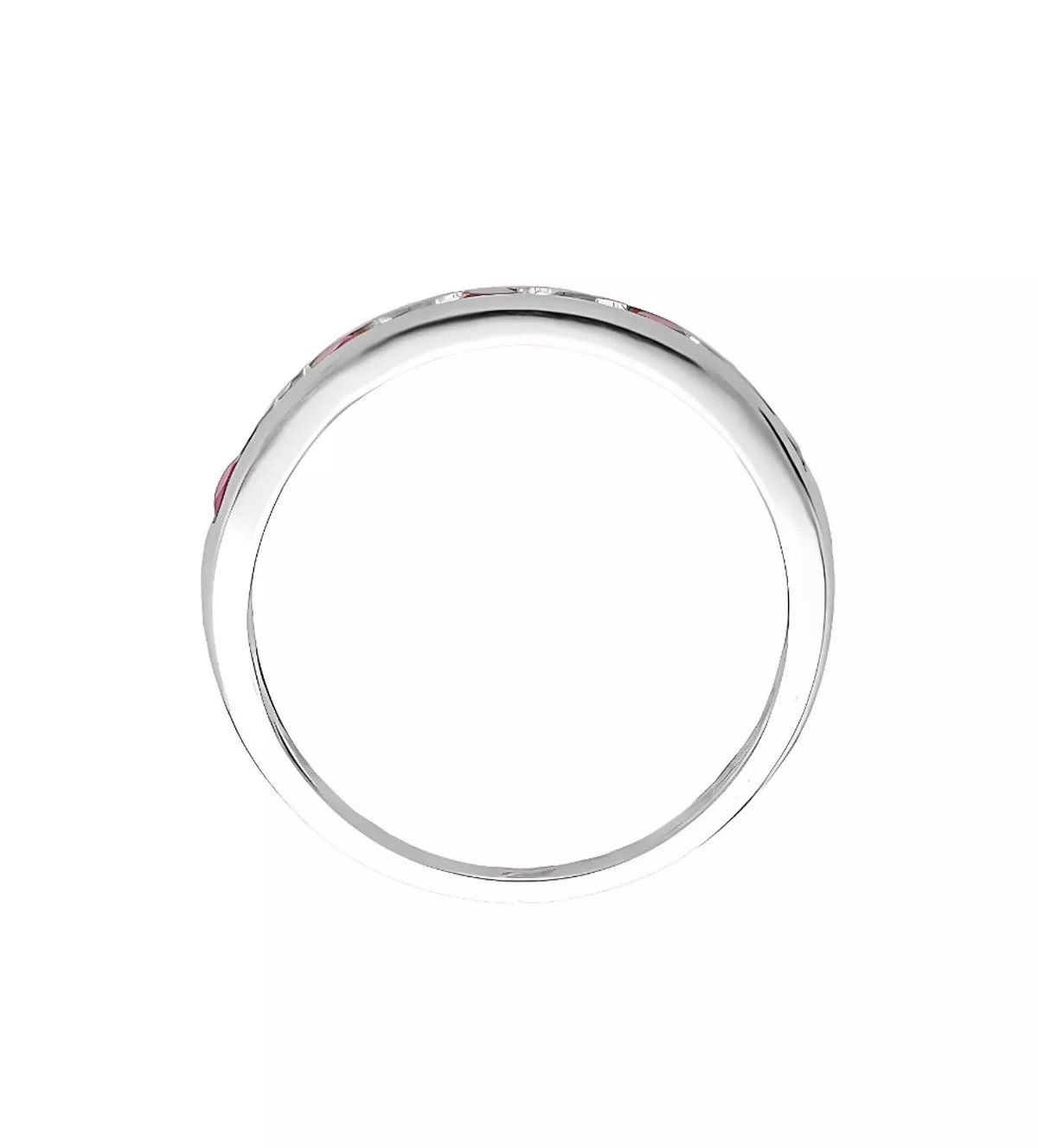 Anillo de oro blanco con diamantes y rubíes "RojiBlanco" anillo de oro blanco 18k con rubies y brillantes vista cenital