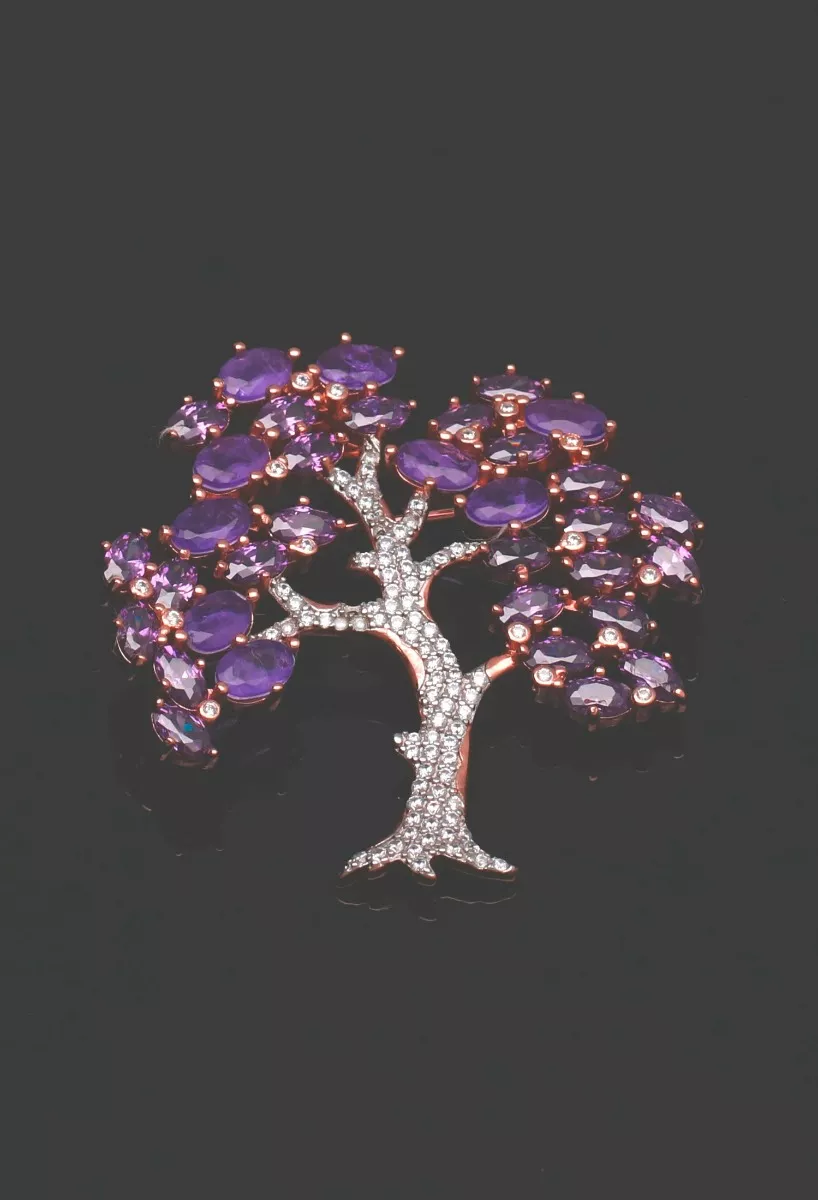 Broche de plata para solapa árbol de la vida 252_BAB6094-ROJ-AM broche solapa plata chapada oro rosa con amatistas vista sin recortes