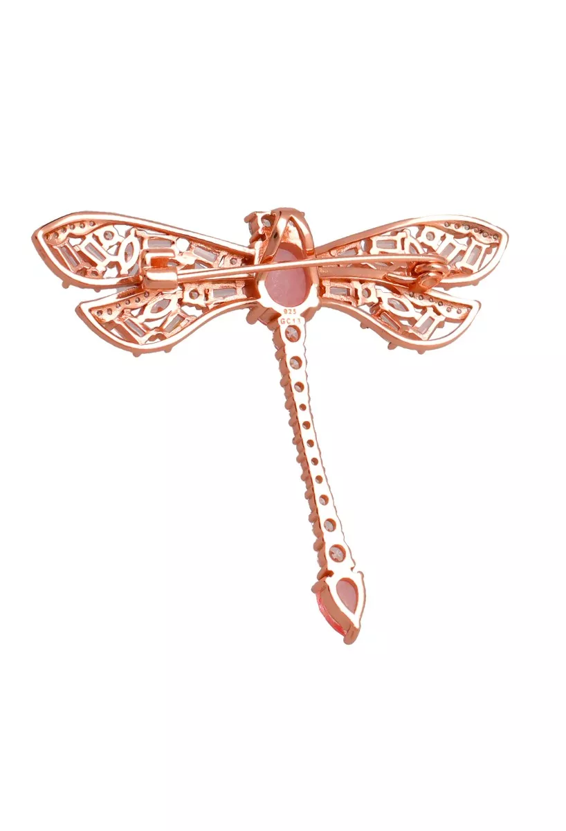 Broche de plata para solapa libelula 252_BP2639-ROJ-RS Broche de plata para solapa libelula foto detalle trasero