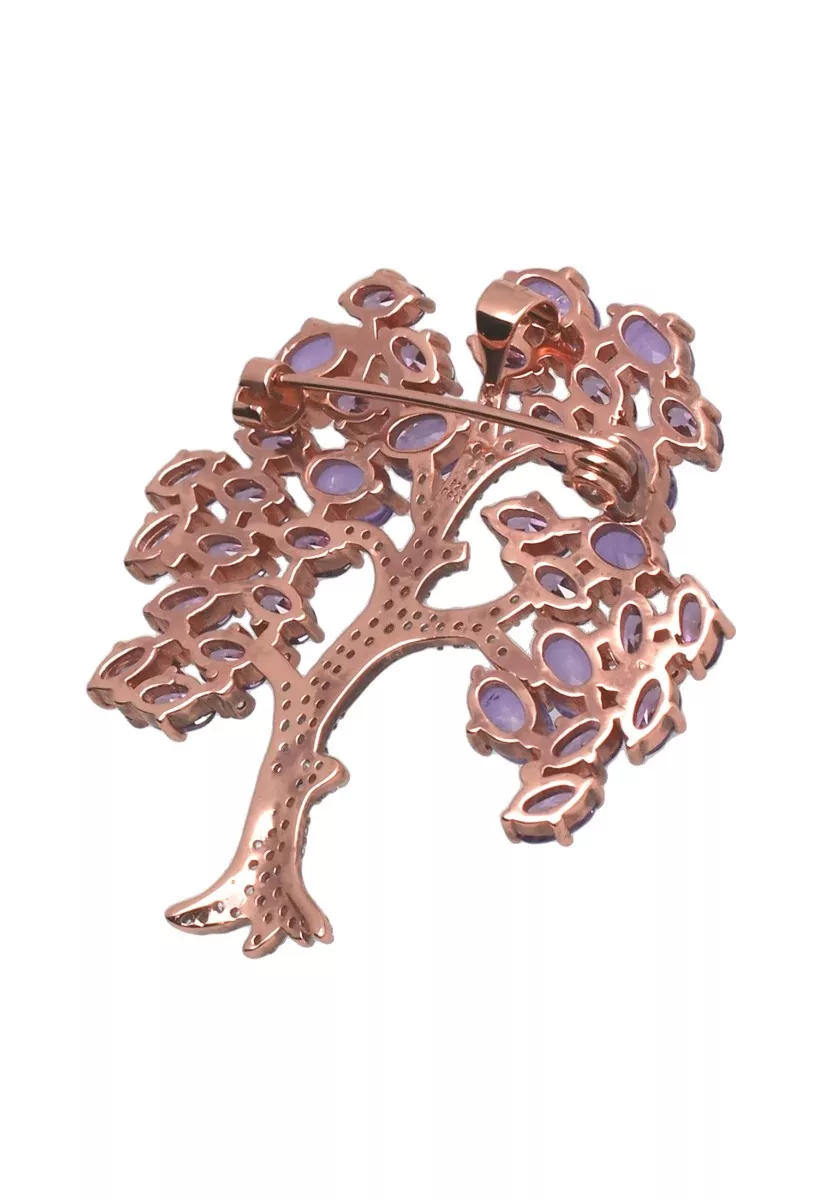 Broche de plata para solapa árbol de la vida 252_BAB6094-ROJ-AM broche de plata arbol de la vida ,àra solapa chapado oro rosa fotografia toma trasera con detalle broche para web