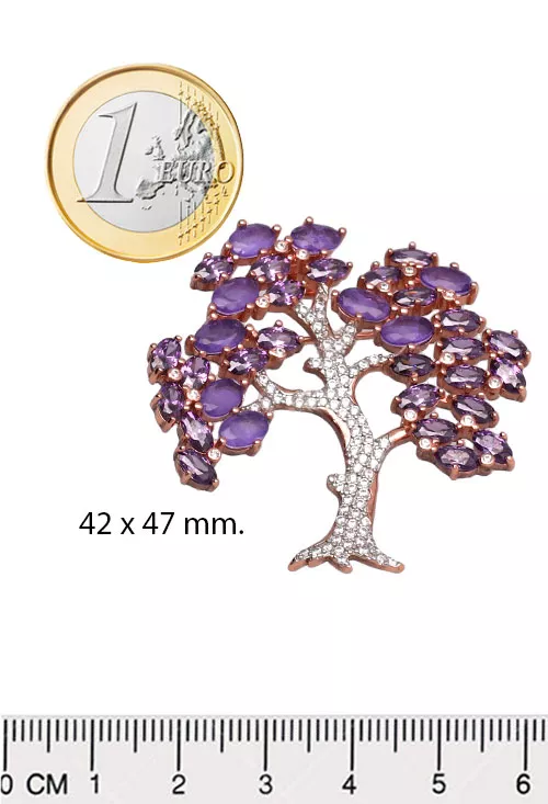 Broche de plata para solapa árbol de la vida 252_BAB6094-ROJ-AM broche de plata arbol de la vida ,àra solapa chapado oro rosa fotografia toma con medida comparada para web