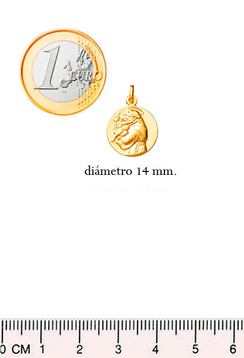 Medalla de plata chapada de San Antonio de Padua 045_AG0140518D-14 medidas