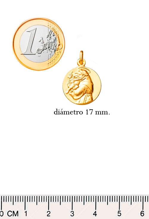 Medalla de plata chapada de San Antonio de Padua 045_AG0140518D-17 medidas