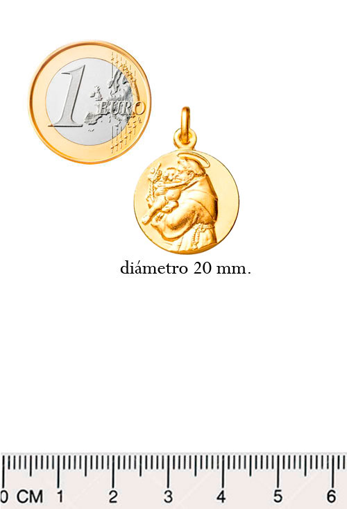 Medalla de plata chapada de San Antonio de Padua 045_AG0140518D-20 medidas