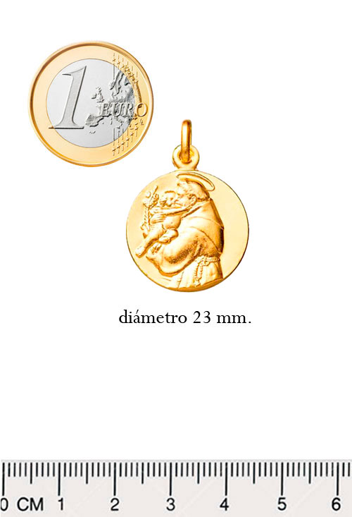 Medalla de plata chapada de San Antonio de Padua 045_AG0140518D-23 medidas