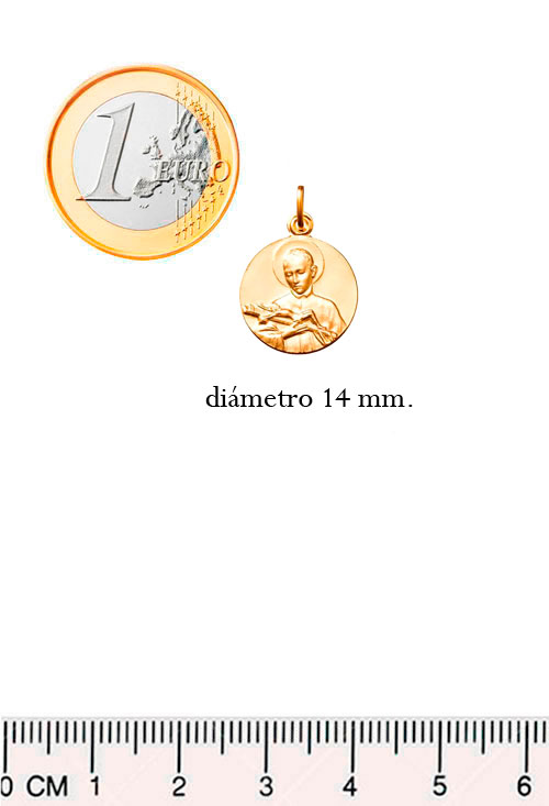 Medalla de plata chapada en oro de San Luis Gonzaga 045_AG0140550D-14 medida
