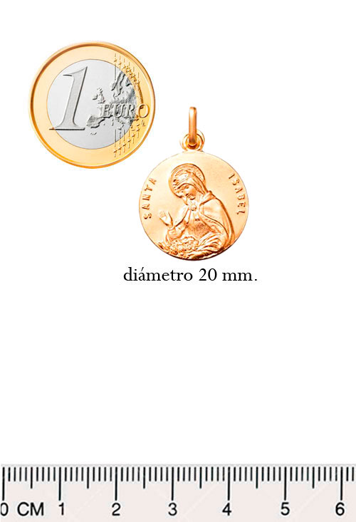 Medalla de plata chapada en oro de Santa Isabel de Portugal 045_AG0141445D-20 medida