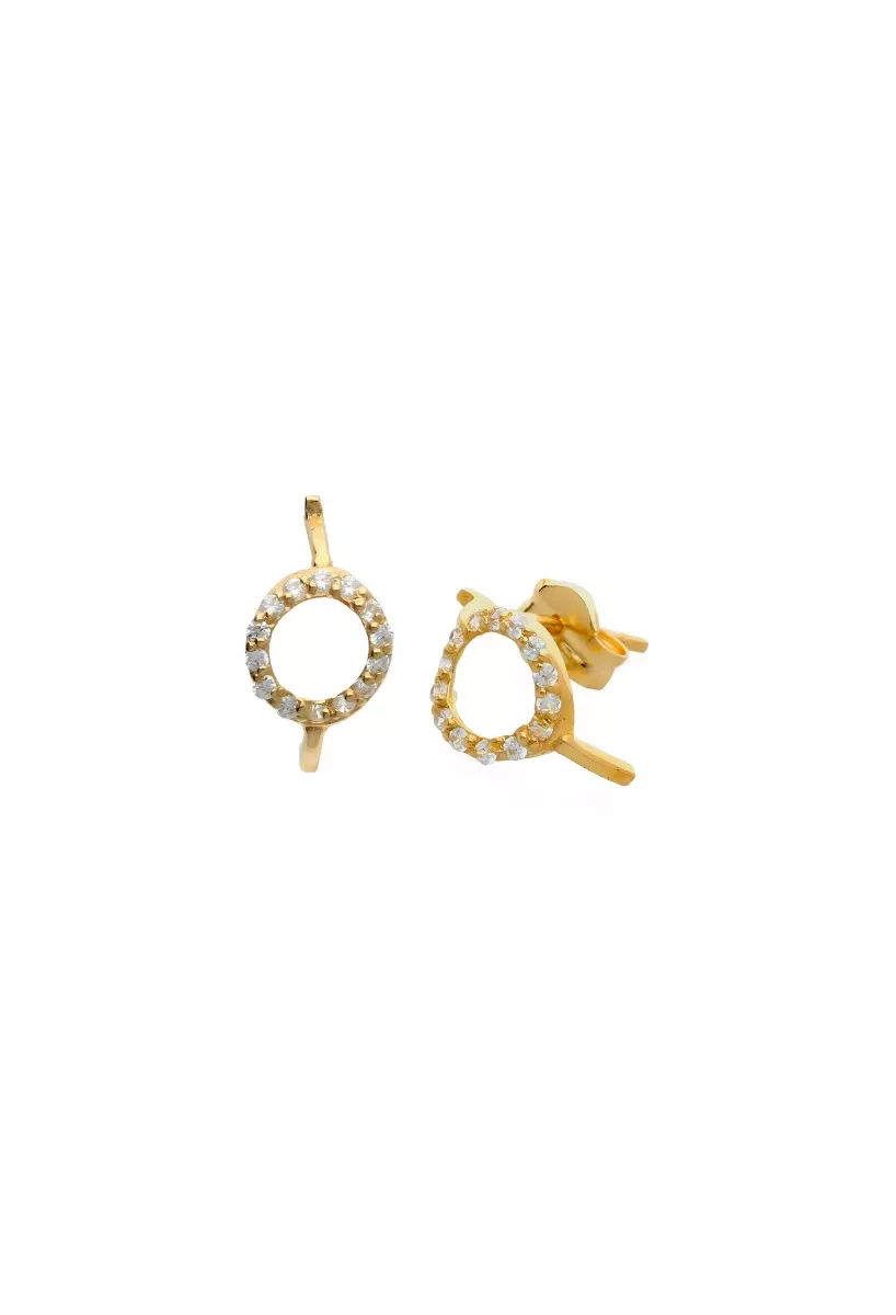 Pendientes en oro 18k circulo con circonitas 002_56465-P