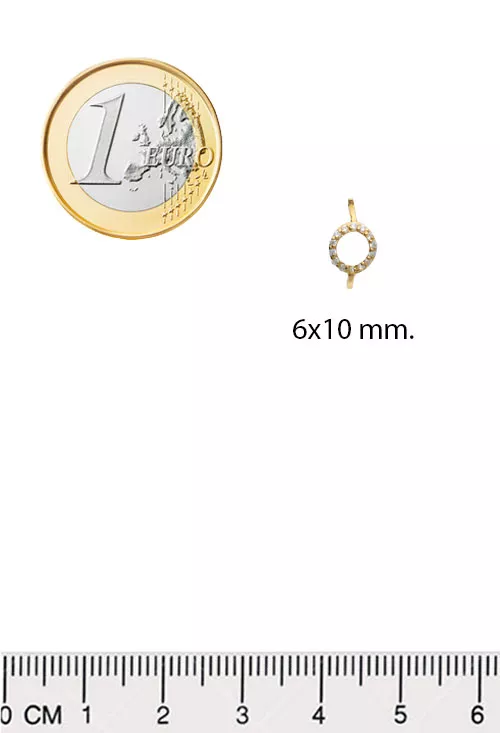 Pendientes en oro 18k circulo con circonitas 002_56465-P medida