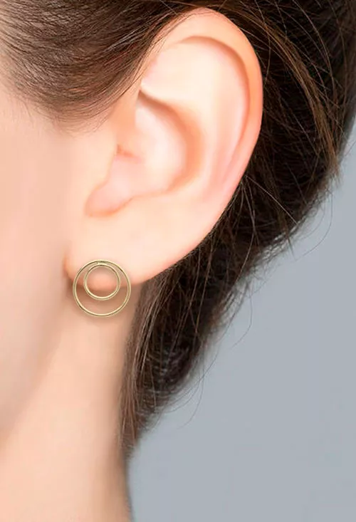Pendientes en oro 18k círculos concéntricos 002_56112-P Pendientes en oro 18k círculos concéntricos 002_56112-P puestos
