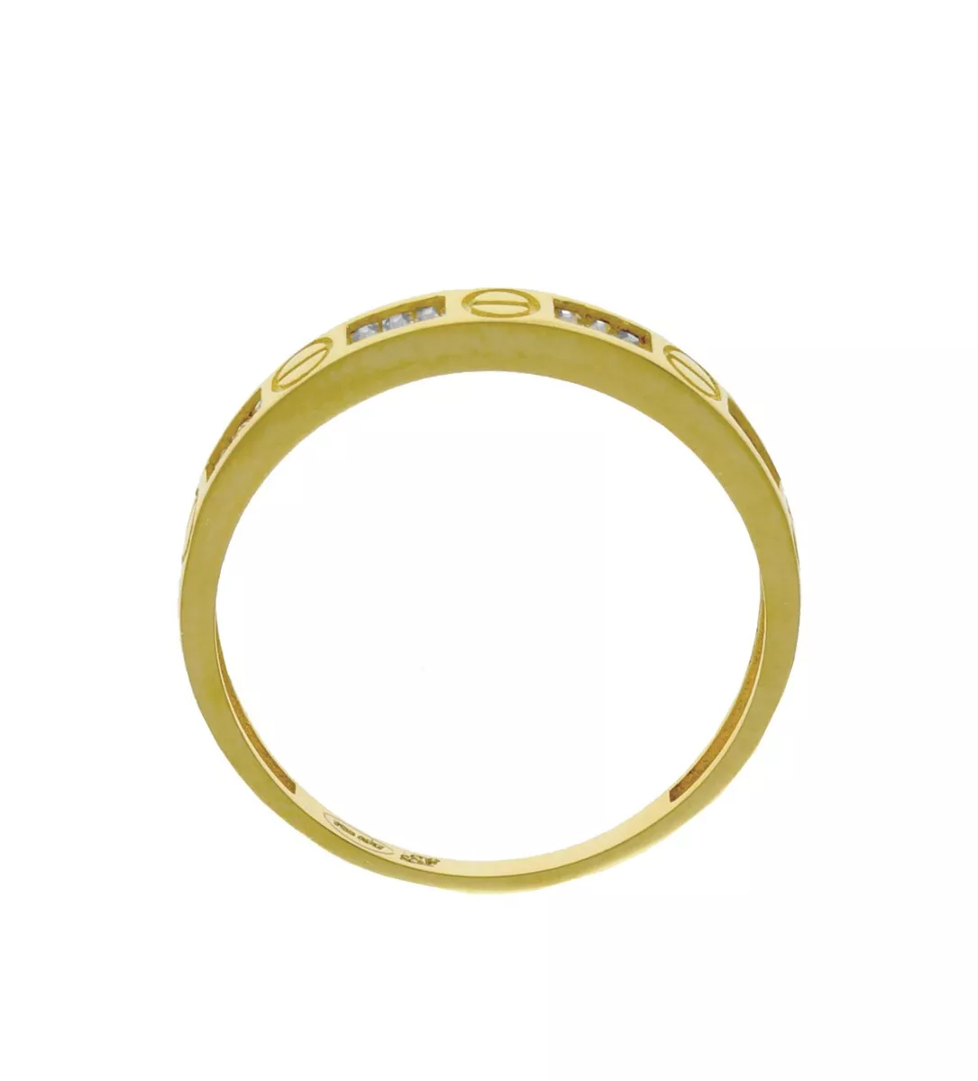 Anillo oro amarillo 18 ktes con circones baguette 243_475-01294 anillo de oro amarillo 18 ktes con circonitas talla baguette toma cenital