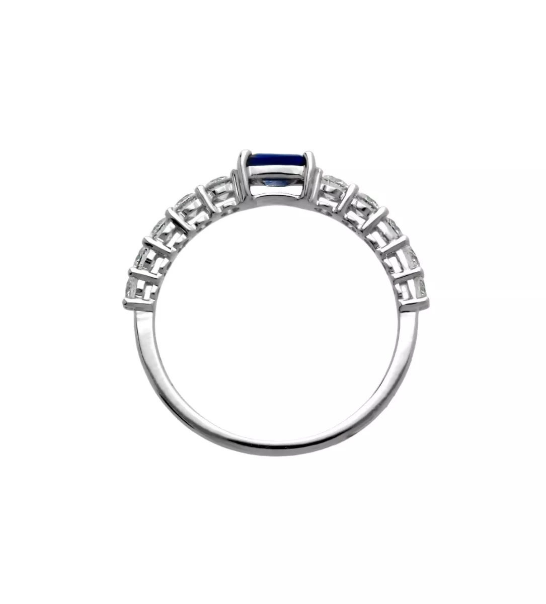 Anillo oro blanco 18k con brillantes y zafiro 243_286-01725 anillo de oro blanco 18 ktes con zafiro y brillantes vista cenital