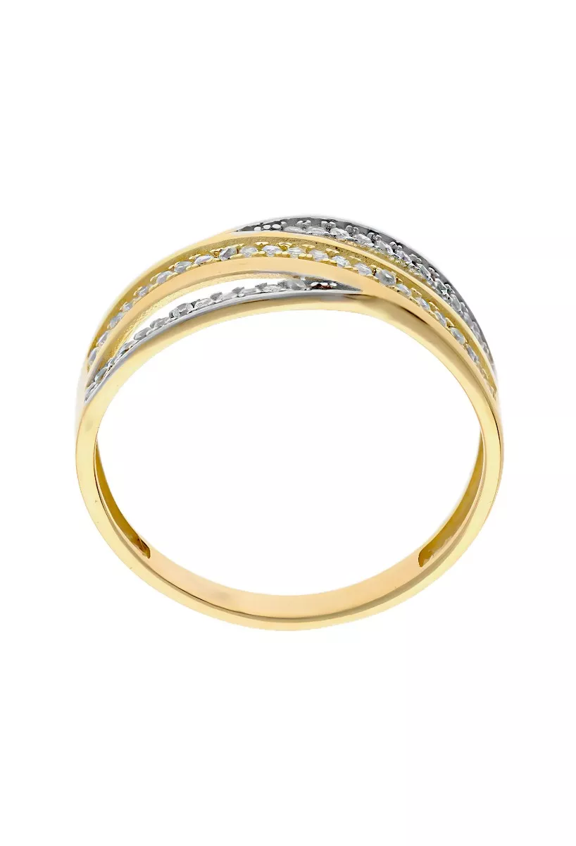 Anillo oro 18k bicolor con aro triple en parte superior con circonitas 243_475-00509 foto 3