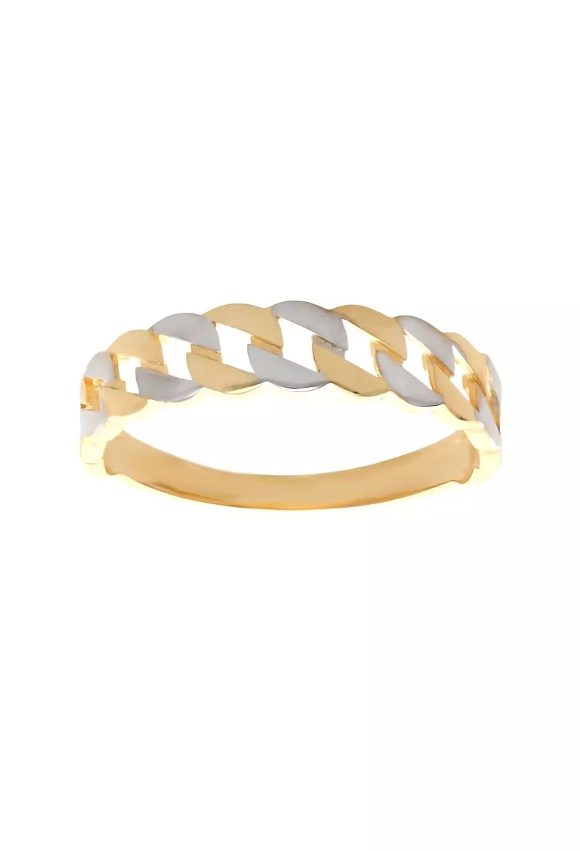 Anillo  oro 18k bicolor eslabones barbados 243_401-01443
