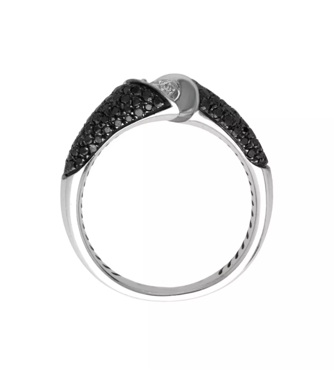 Anillo de oro blanco con diamantes negros 243_483-00260 anillo deoro blanco y diamante color H y pureza SI vista cenital