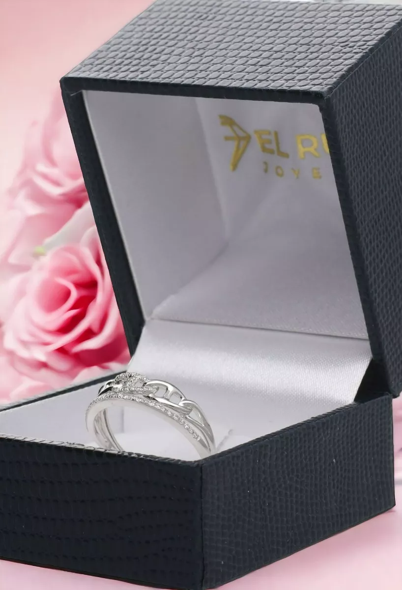 Anillo de oro blanco con diamantes modelo calabrote 243_365-00934 anillo oro blanco 18 ktes con diamantes modelo cadena calabrote toma en caja de regalo para web