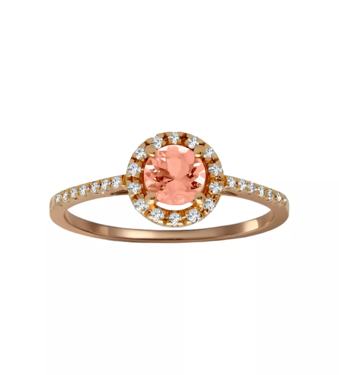 Anillo oro rosa 18 ktes con morganita y brillantes 095_574822 anillo de oro rosa 18k con morganita y diamantes toma frontal