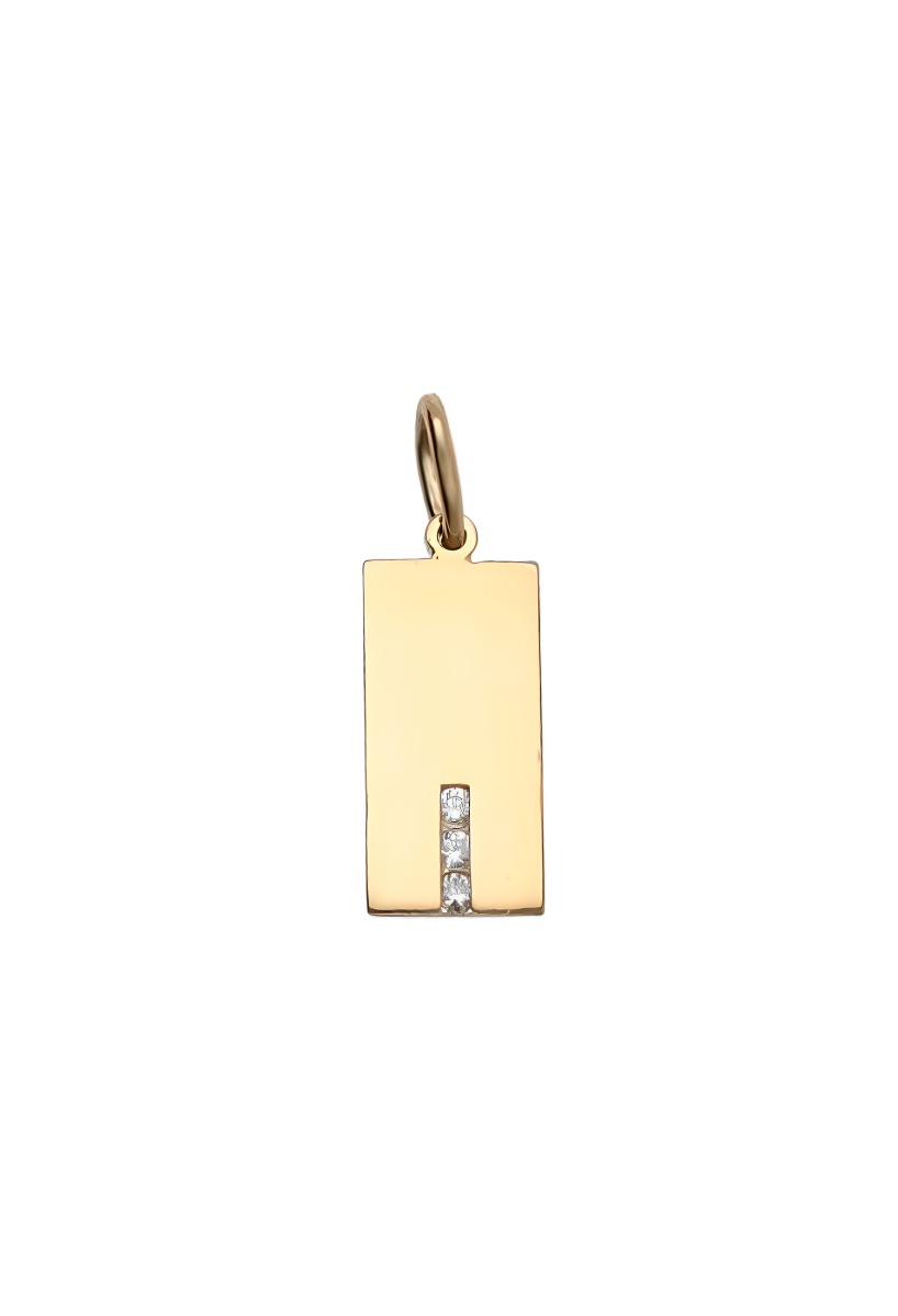 colgante de oro 18 kilates con forma rectangular y 3 circonitas 002_84091-G