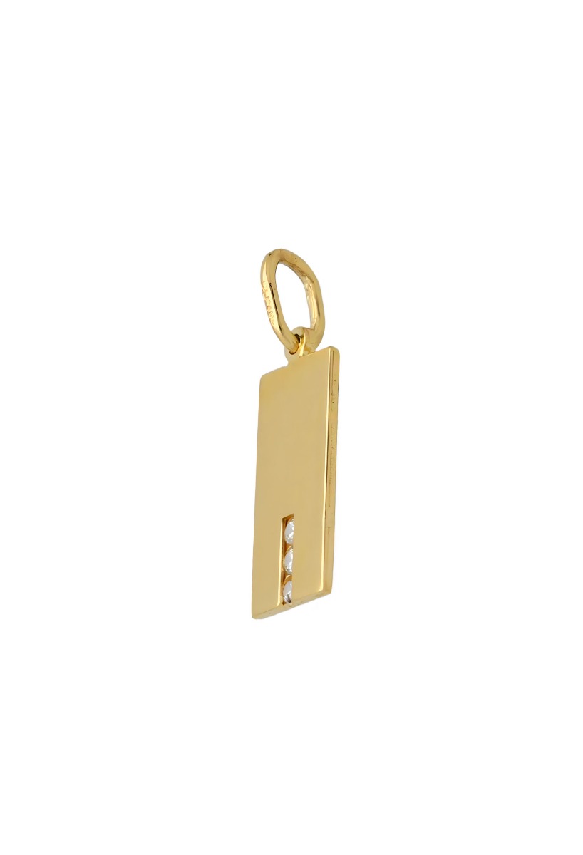 colgante de oro 18 kilates con forma rectangular y 3 circonitas 002_84091-G foto perfil