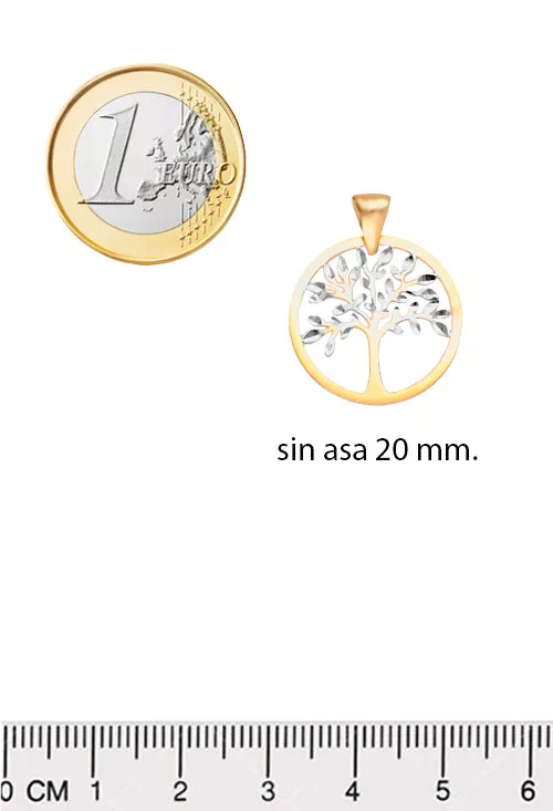 colgante oro bicolor 18 ktes vista medidas arbol de la vida
