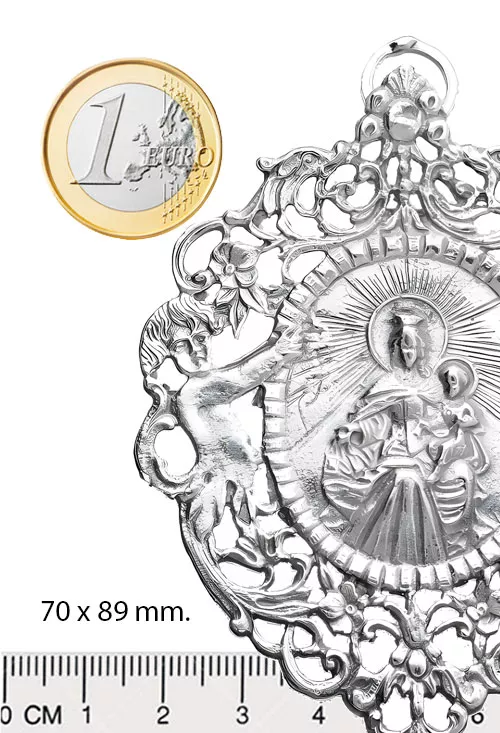 Medalla de cuna de la virgen del Carmen en plata de ley 297_870572 medida
