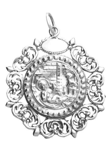 Medalla de cuna del niño en pajas en plata de ley 297_872572