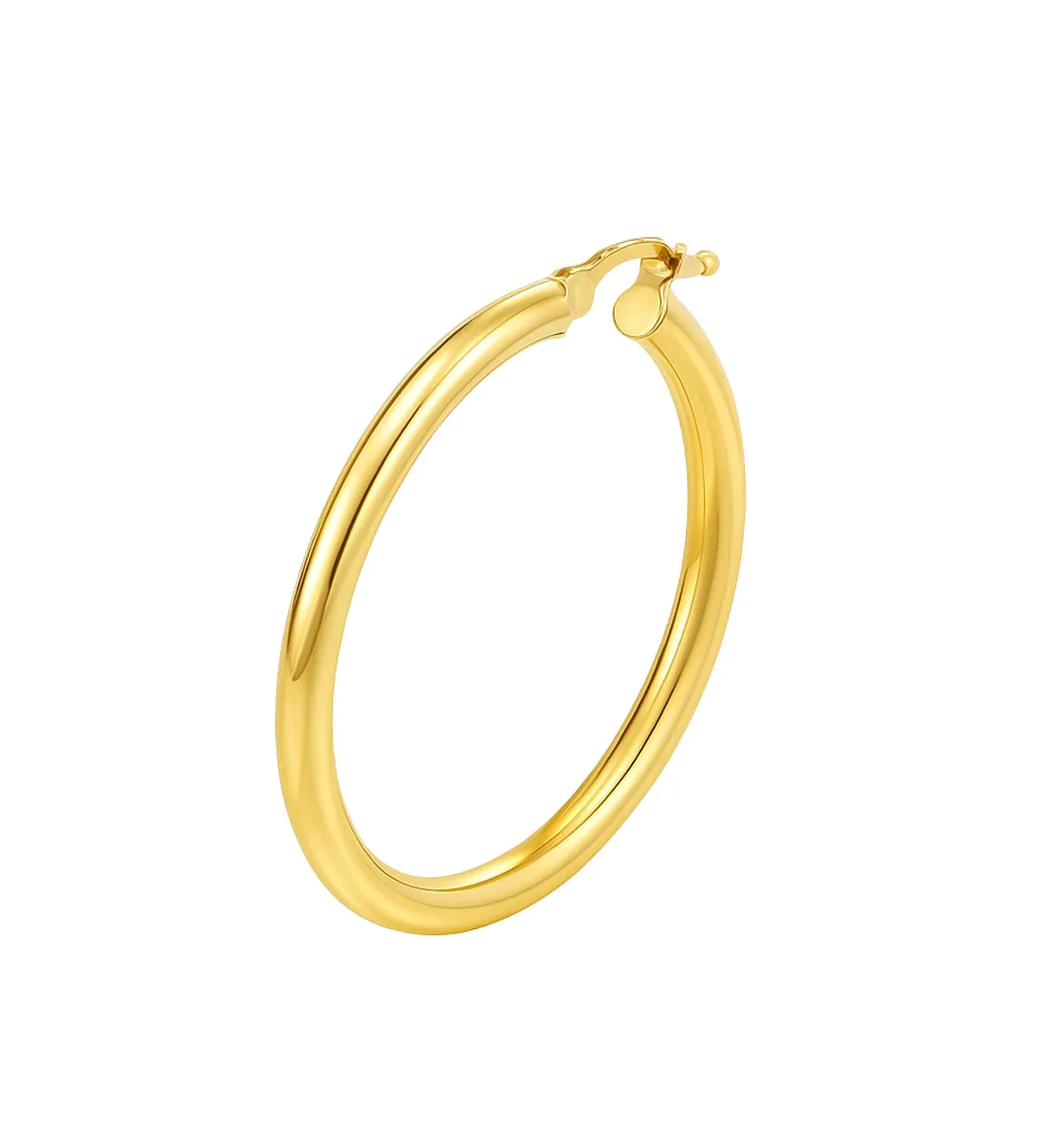 Pendientes de oro 18K aros chanela redonda 243_240-00299 pendiente-de-oro-18k-criollas-chanela-3-mm.-243_240-00299 toma oblicua