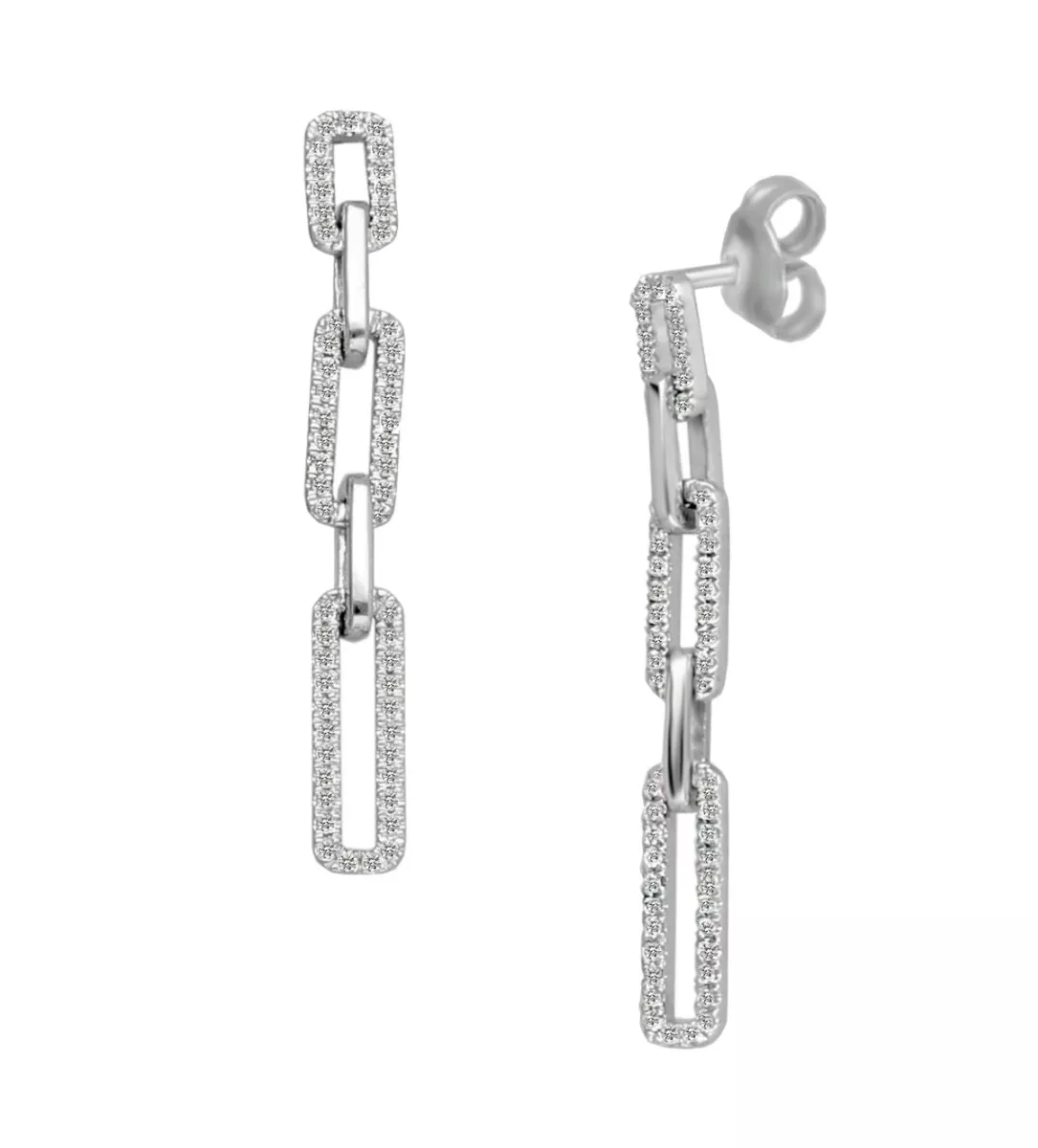 Pendientes oro blanco 18k con brillantes 243_470-00628 pendientes oro blanco 18k con brillantes fotografia frontal y lateral