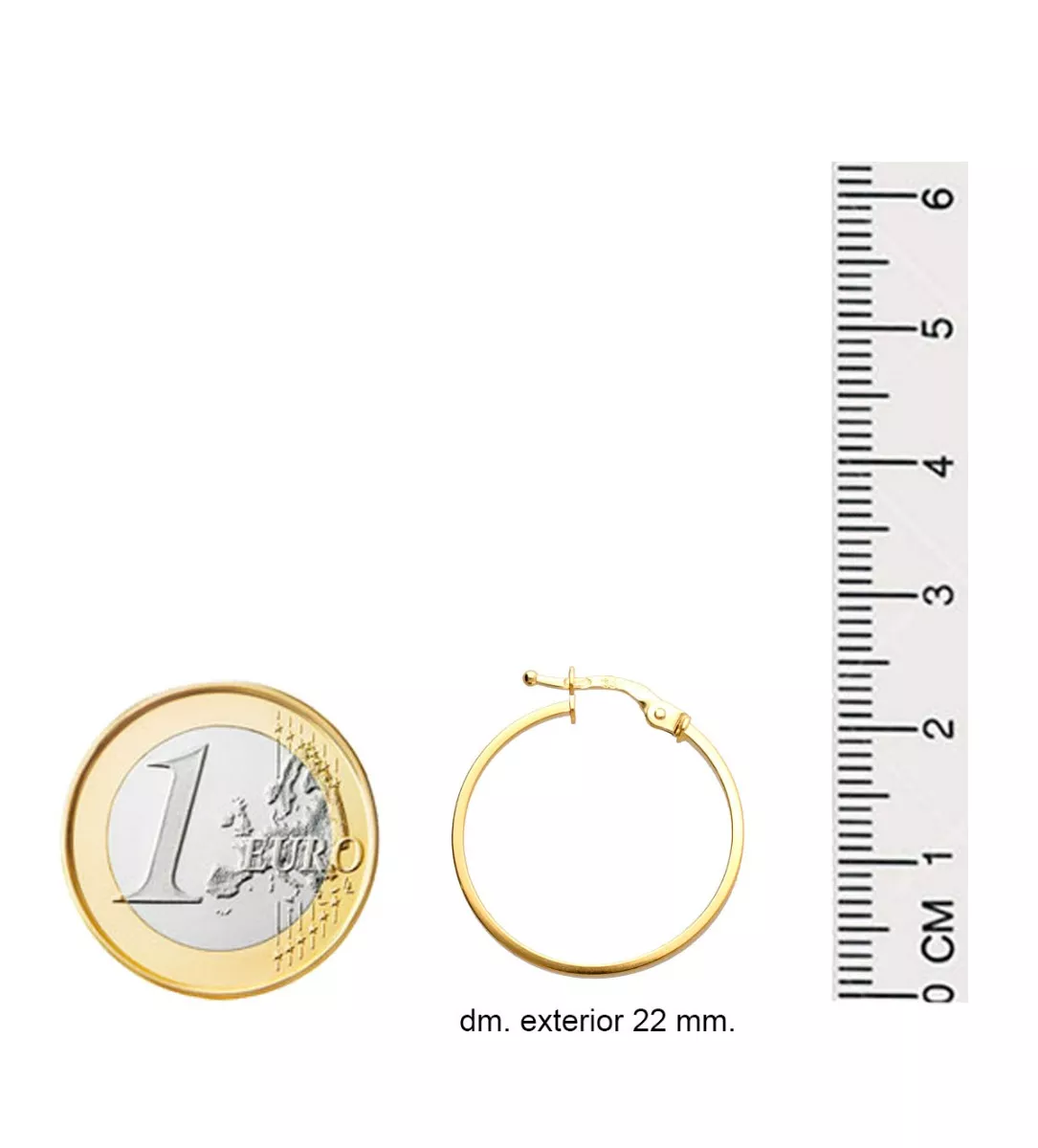 Pendientes oro 18 ktes criollas rectas 243_240-00323-20 pendientes oro amarillo 18ktes criollas chanela cuadrada fotografia medidas