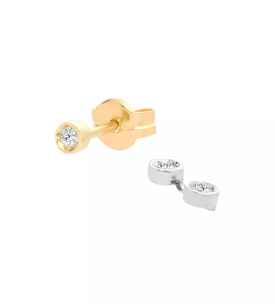 pendientes oro bicolor dos en uno vista piezas sueltas