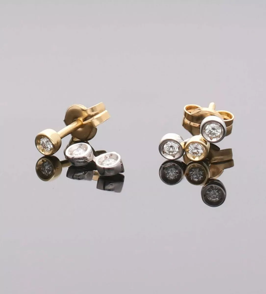 pendientes oro bicolor dos en uno vista fisica sin recortes