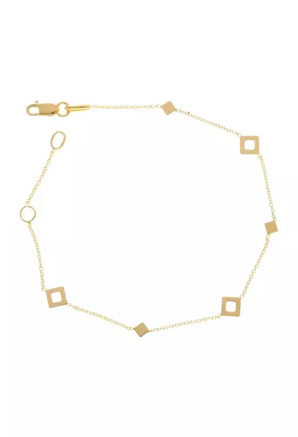 pulsera oro amarillo 18 ktes con entrepiezas en forma de rombo vista principal