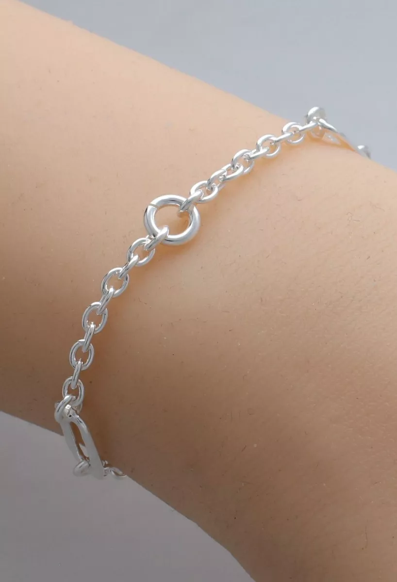 Pulsera de plata entrepiezas ovales 240_PI-14407N Pulsera de plata entrepiezas ovales 240_PI-14407N puesta