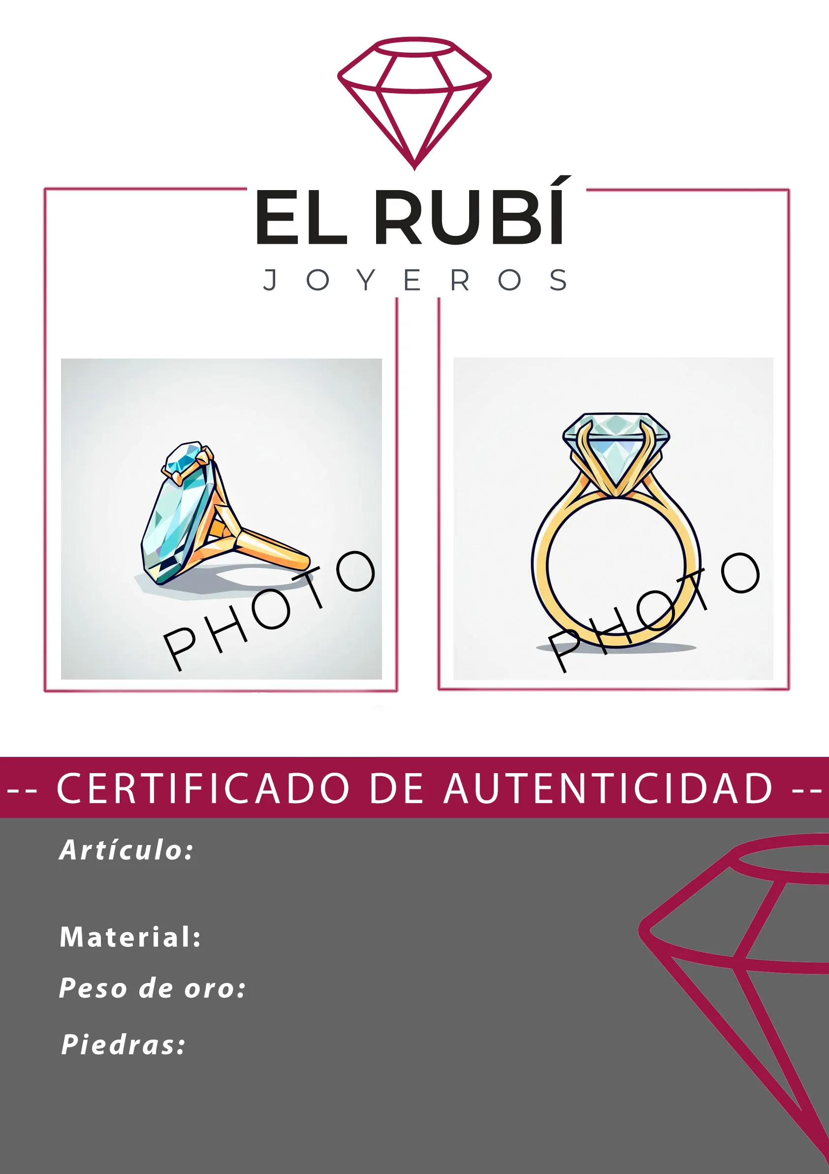 Certificado-base Certificado joyas con diamantes