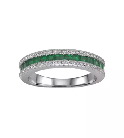 anillo de plata con circones y similes verdes