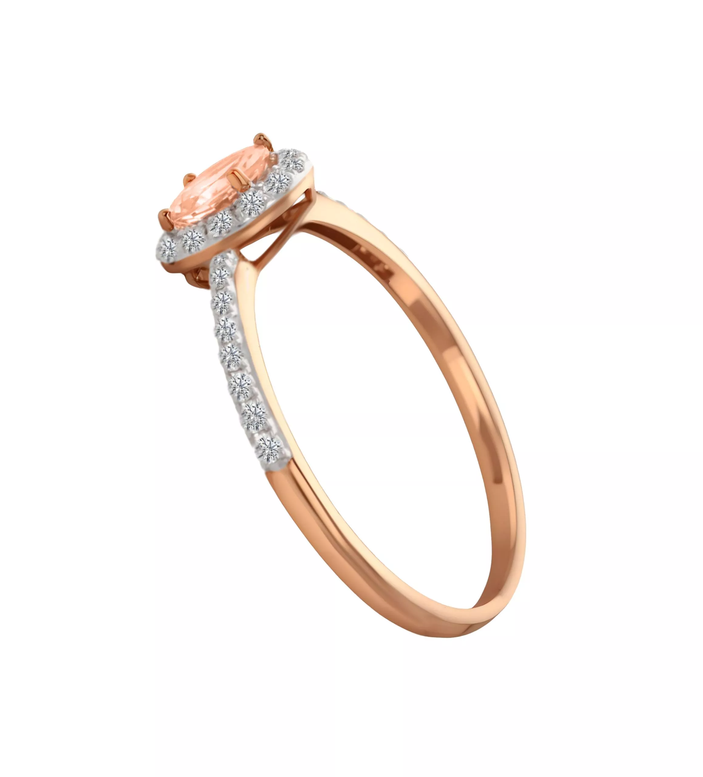 Anillo de oro rosa 18 ktes con morganita y brillantes 243_365-01363 Anillo de oro rosa 18 ktes con morganita y brillantes 243_365-01363 - Imagen 2