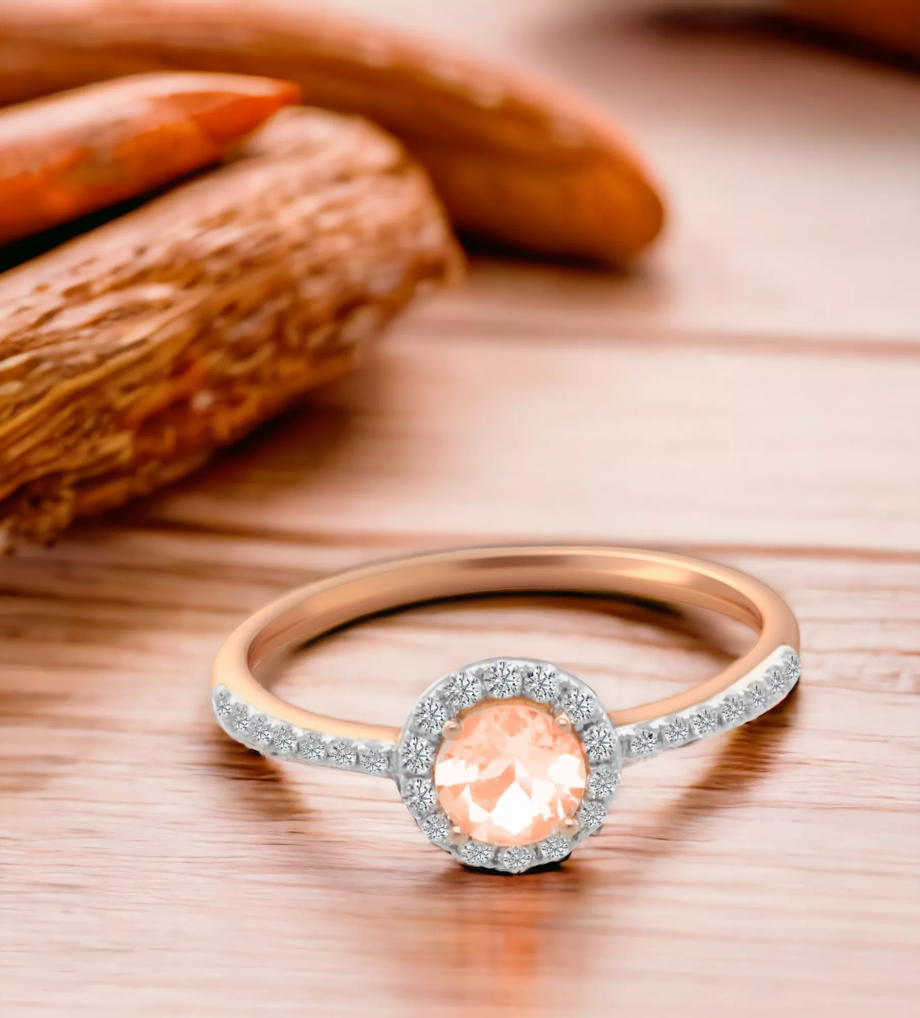 Anillo de oro rosa 18 ktes con morganita y brillantes 243_365-01363 Anillo de oro rosa 18 ktes con morganita y brillantes 243_365-01363 - Imagen 7