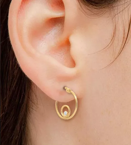 pendientes de oro tipo aros con circonita 243 401 01630 15 10