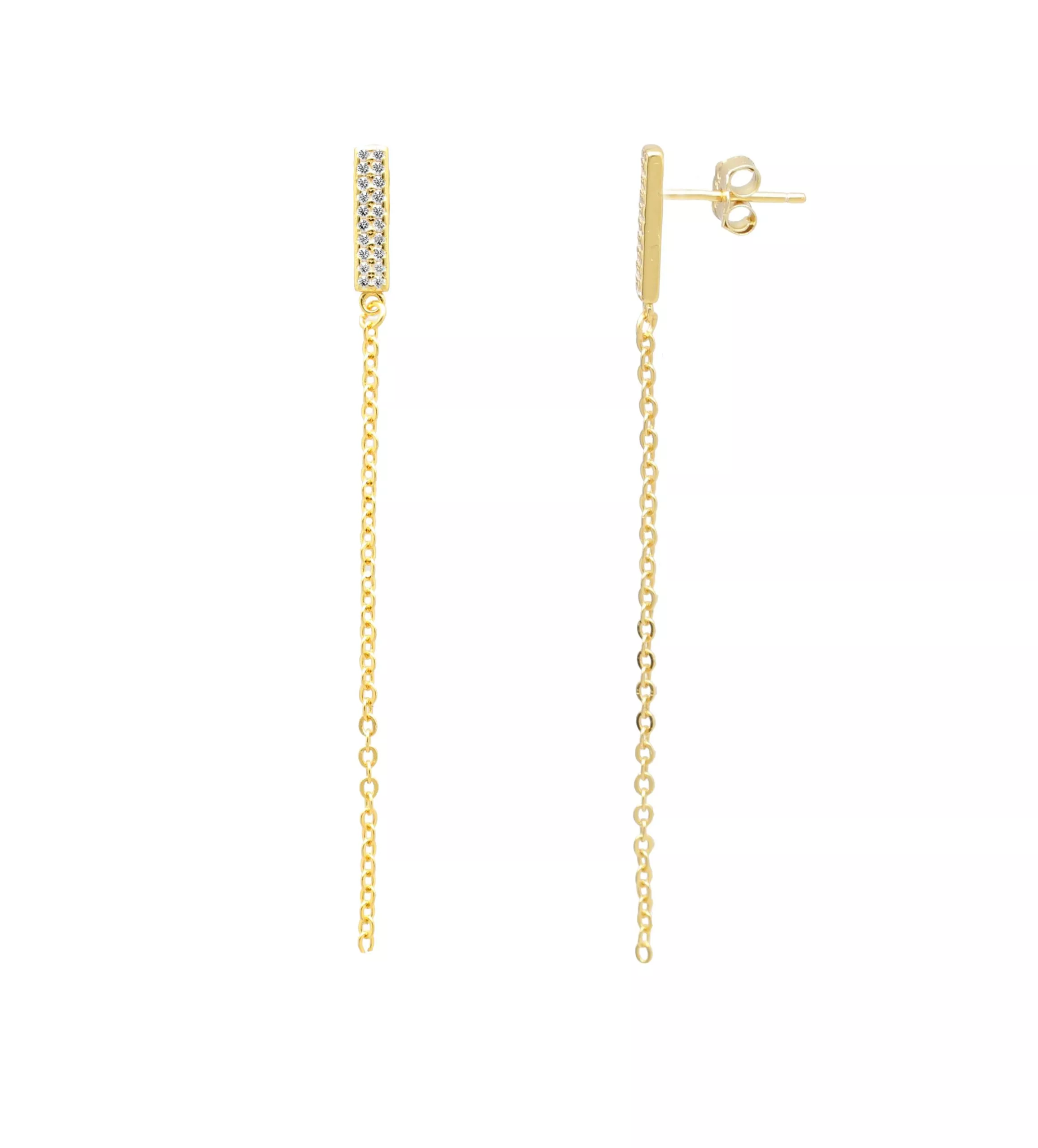 Pendientes de plata chapada cadena larga 240PPR-E425HB